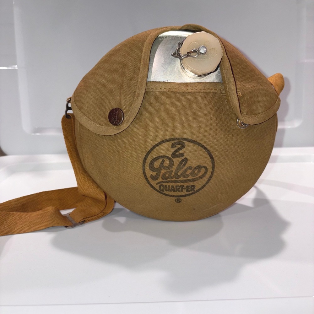 Vintage 1950s Aluminum Canteen Camping Gear Unisex 2 Quart Tan Palco